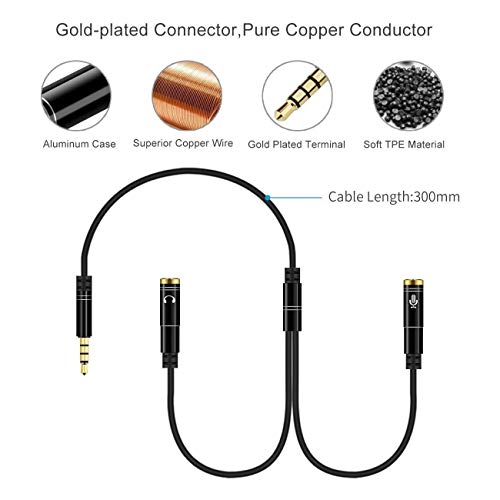 Anks Online 3.5mm Jack Headphone Mic Audio Y Splitter Cable 1 Male to 2 Female with Separate Headset/Microphone Adapter (Multicolor) 5