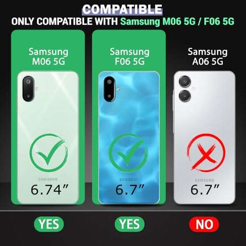 TheGiftKart Flip Cover Back Case for Samsung Galaxy M06 5G / F06 5G | Genuine Leather Finish | Designer Button | Inbuilt Pockets & Stand | Flip Cover for Samsung M06 5G / F06 5G (Faux Leather, Blue) 2