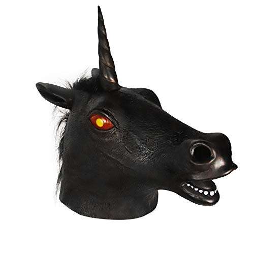 MOLEZU Magical Horse Costume, Novelty Halloween Costume Party Unicorn Latex Animal Head Costume 1