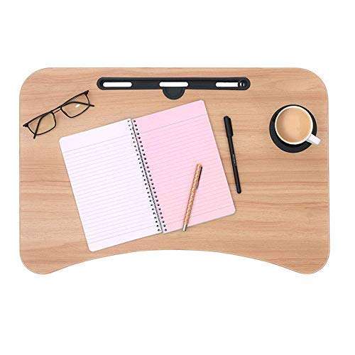 DKEXL Foldable Wooden Laptop Bed Tray Table,Foldable Non-Slip Legs Reading Table, Multifunction Lap Tablet Desk with Cup Holder (Brown) 3