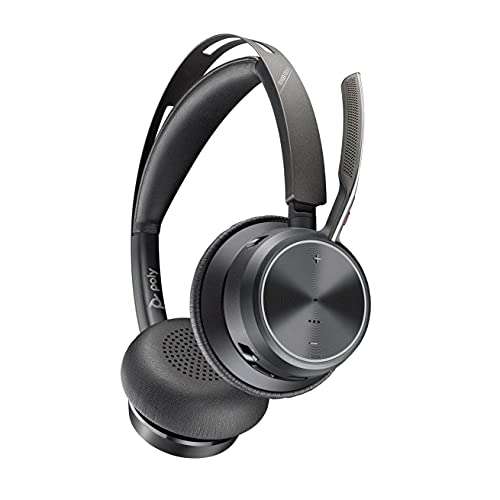 Plantronics Poly-Voyager Focus 2 Office Usb-A ()-Bluetooth Dual-Ear (Stereo) Headset With Boom Mic-Usb-A Pc/Mac/Desk Phone Compatible-Active Noise Canceling-Works With Teams, Zoom & More-On Ear 1