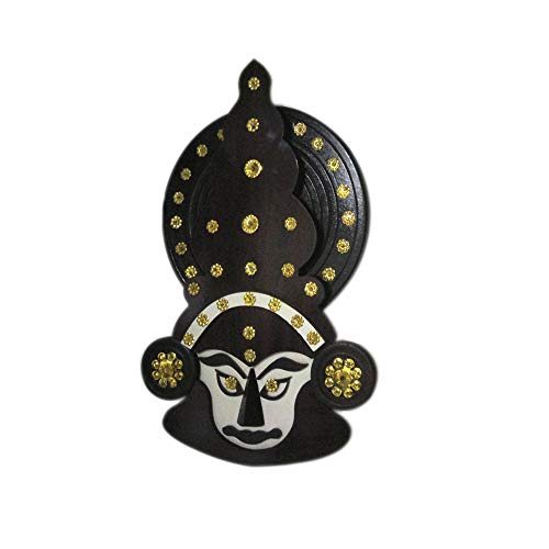 Kauthuk Decorative Handicraft Wood Made Traditional Kathakali Mask Wall Hung Head For Home Decor & Vastu (8x12 inches) 3
