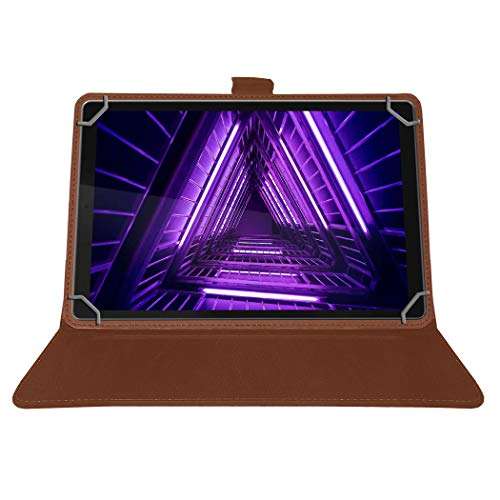 Acm Multi Protective Leather Flip Case with Viewing Stand Compatible with Lenovo Ideapad A1000 Tablet Front & Back Cover Golden Brown 2