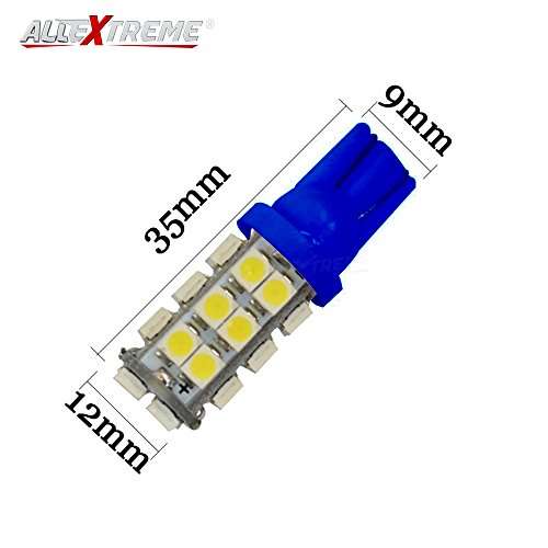 Allextreme EXT28CW T10 LED Parking Light 5630 CMD Interior Pilot License Plate Dome Indicator Lamp Bulb for Car Bike and Motorcycle (4.5W, Blue, 2 Piece) 2