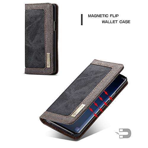 ClickCase Iconic Series for vivo Y21A / Y21E Soft Canvas Denim Cloth Leather Wallet Flip Case Kick Stand with Magnetic Closure Flip Cover for vivo Y21A / Y21E (Dark Grey) 5