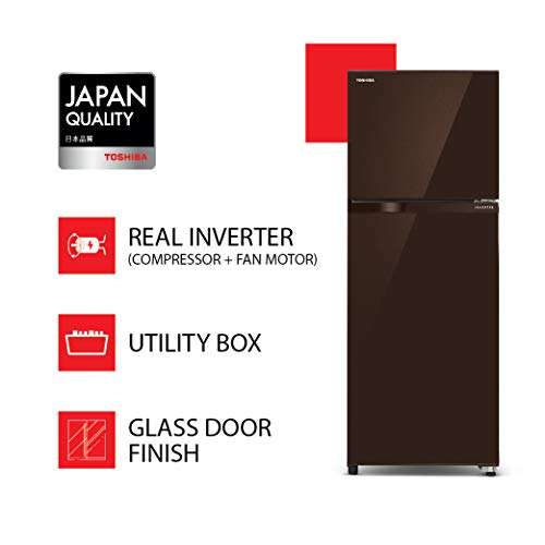 TOSHIBA 325 L 2 Star Inverter Frost-Free Double Door Refrigerators ((GR-AG36IN(XB),Brown Glass) 3