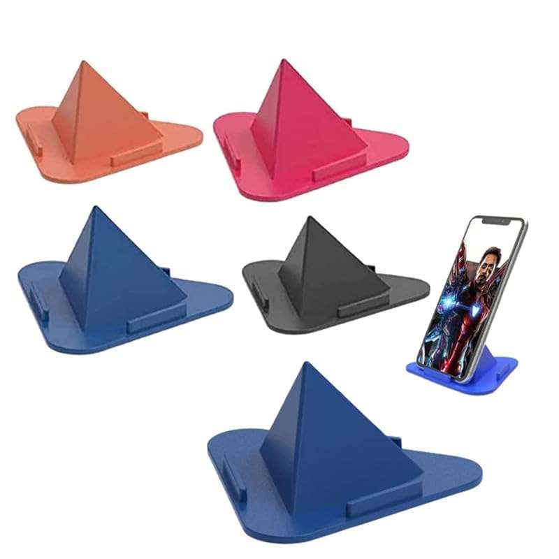 Univeral Portable Three-Sided Pyramid Shape Desktop/Table Mobile Holder Stand Compatible with All Mobile Phone(Multi Color) (Pack of 5) 3