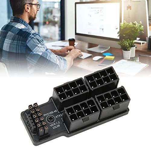 FOSA ATX 4 8P Up Angled Adapter, 32P to 16P 600W 12V HPWR Plug and Play, Graphics Card Power Adapter Board for Desktop, 180 Degree Angle Connector (Silver) 4