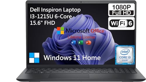 Dell Inspiron 15 3000 Laptop Computer, FHD 15.6 Laptop with Microsoft Office Included Lifetime, Intel 6-Core i3 Laptop PC Notebook, 24GB RAM 1TB SSD Windows 11, 10-Key Number Pad|WiFi 6|USB-C|Webcam 1
