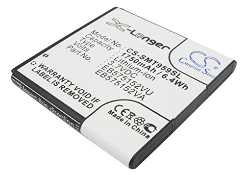 Battery Replacement for Samsung SCH-I919 SHW-M110S GT-E2121 Focus SCH-I919U SGH-i917 Vibrant T959 Focus SGH-i916 SGH-T959V SGH-i927 EB575152LA G7 EB575152LU EB575152VA EB575152VU (1750mAh/3.7V) 1