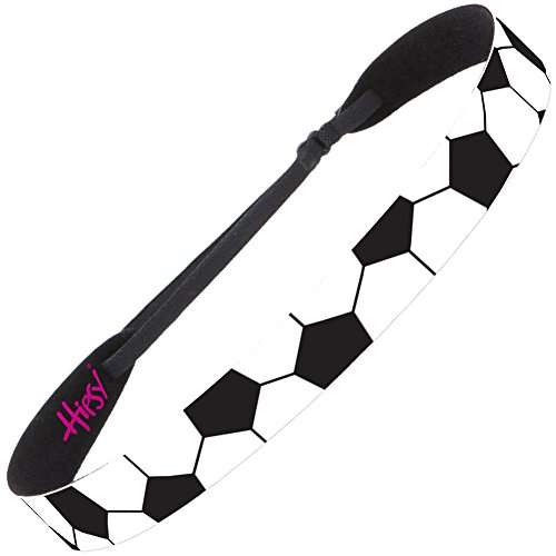 Hipsy Women's Adjustable NO Slip I Love Soccer Headbands (Black 2pk) 2