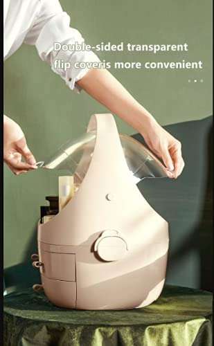 TRAY Style Cosmetics Box Makeup Organizer/Box Handheld Extra Large Capacity Space Saving Storage Box Desk Makeup Storage Box Organizer Drawer Holder Container with Door Lid 6