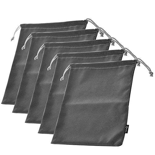 Cosmos 5 Pcs Portable Headphone Carrying Bag Travel Headset Storage Pouch Soft Drawstring Headphone Case Bag for Over-Ear Headphones Gaming Headset Neckband Earphones (Gray Color) 2