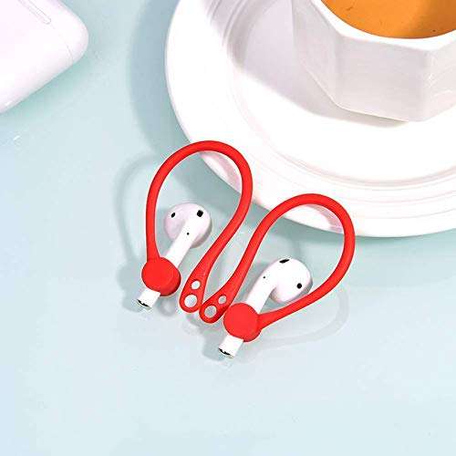 MXVOLT Earhooks Compatible with AirPods 2 AirPods 1 Anti-Lost Secure Earhook Holder Ear Attachment Loops Earbud Sports Earhook Hooks Pack of Two (Red and Gray) 5