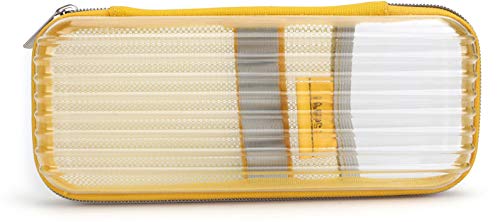 QIPS Hardcase Transparent Pencil Case Pouch, Ideal for School and College use, Yellow 3