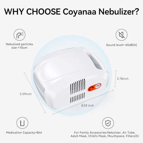 Nebulizer (Direct Patient Interface),Jet Nebulizer, with Adults and Kids Mouthpiece, efficiently Delivering and Silence for Home use 6