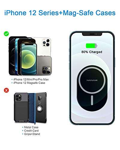 Magnetic Wireless Car Charger - NANAMI Auto-Attraction Fast Charging Air Vent Mount,7.5W Quick Charge Secure Phone Holder Compatible with iPhone 14/13/13 Pro/13 mini/12/12 Pro/12 Pro Max/12 Mini 2