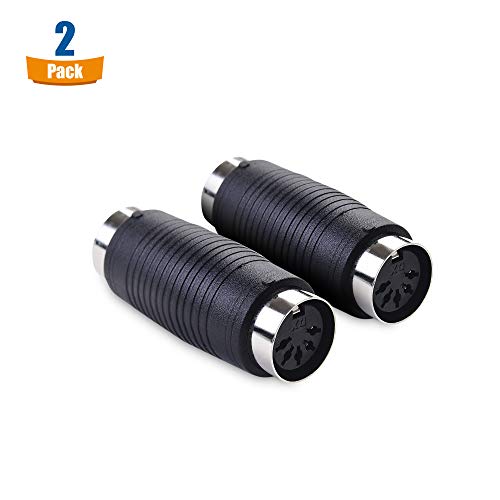 Cable Matters 2-Pack 5 Pin DIN MIDI Coupler Gender Changer (MIDI Extender Adapter)(Black) 2