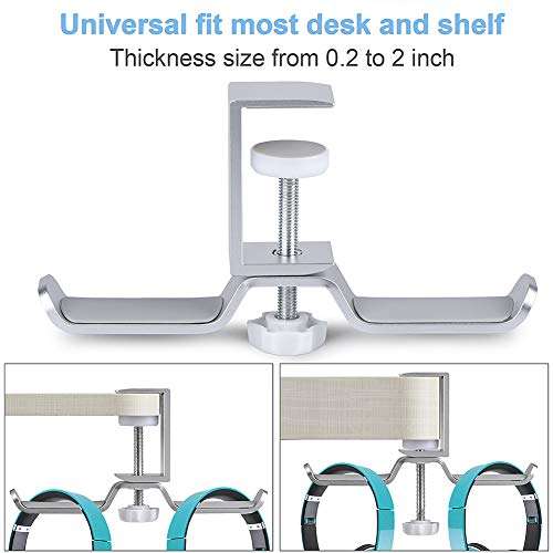 Yueranhu Headphone Holder Hanger Headset Stand Foldable Aluminum Headset Hook, Under Desk for All Headphones Size 4