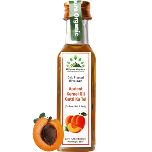 Hillpure Organic Cold Pressed Himalayan Apricot kernel oil-100% pure and natural, undiluted, for skin, moisturization, anti aging, healthy scalp and hair, Pahadi local Oil For Dry Skin (65 ml, Glass Bottle) 1