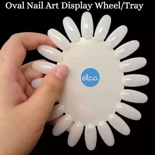 [Ear Lobe & Accessories] Oval Nail Art Display Wheel/Tray (20 Tips) | Design/Trainers/Marketing Practice Tool | Pack of 1 Pc 5