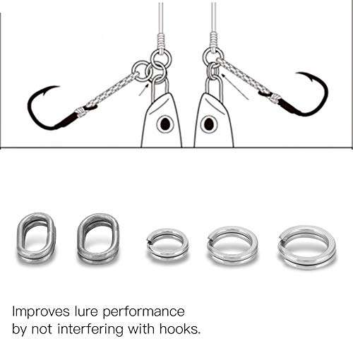 Alomejor 200pcs Fishing Split Rings Double Stainless Steel Snap Ring High Strength Fishing Lures Connector Set 5