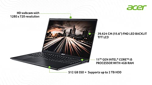 Acer Aspire 5 Intel Core i5 11th Generation 39.62 cm (15.6") - (8 GB/512 GB SSD/Windows 10 Home/NVIDIA GeForce MX350 /1.7Kg/Black) A515-56 5