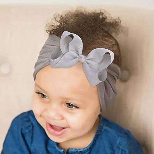 20pcs 4.5 Inches Baby Girls Big Bows Headbands Elastic Nylon Hairbands Turban Hair Accessories for Newborns Infants Toddlers and Kids 5