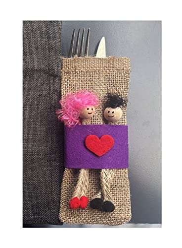 Flatware Pocket cutlery pouch with dolls table decor ideas table decor for party Burlap Utensil Cutlery Holders Pouch Bags Pack Knifes Forks Napkin Silverware Holder Bag for Rustic handmade 2