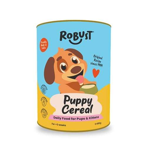 ROBUST Puppy Cereal Recipe(Original Recipe) | Daily Food for Puppies & Kittens | with Probiotics & Natural Ingredients | 100% Vegetarian | New Pack (450g) 1