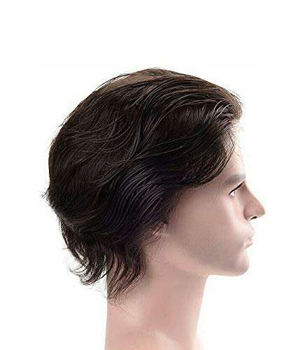Elegant Hairs Long Straight human hair wig for men (size 11*9,Black) 3