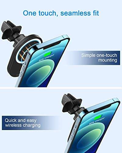 Magnetic Wireless Car Charger - NANAMI Auto-Attraction Fast Charging Air Vent Mount,7.5W Quick Charge Secure Phone Holder Compatible with iPhone 14/13/13 Pro/13 mini/12/12 Pro/12 Pro Max/12 Mini 3