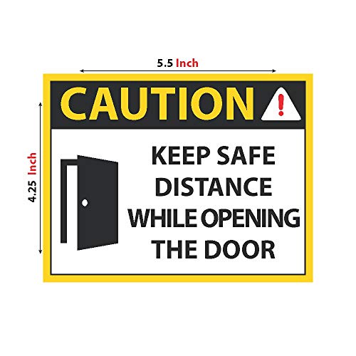 Anne Print Solutions® Caution Keep Safe Distance While Opening The Door Sticker Self Adhesive Vinyl for Door & Gate Pack of 6 Pcs Size 4.25 Inch* X 5.5 Inch* Multicolour 2