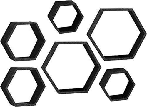 HOS Hexagon Wall Shelves Wooden Shelf Home Decor Items Rack for Living Room, Bedroom, Kitchen Corner, Office and More (Set of 6 | Size- Standard - (Coffee, Orange, Multicolor) 5
