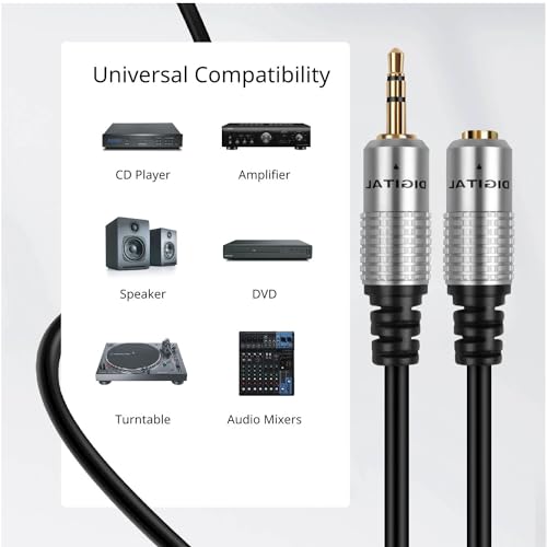 TNP Products 3.5mm AUX Extension Cable 25ft - Male to Female Audio Cord and Jack Adapter Wire Cord Plug for Headphone Extension Cable, Speakers, Laptop, Smartphone, Tablet 5