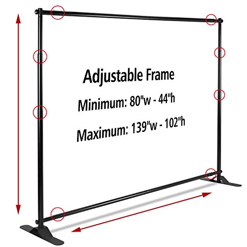 Banner Stand Backdrop - Banner Holder with Adjustable Poster Stand & Retractable Height Up to 5x7 - 8x10 ft Adjustable Telescopic Display Stand for Trade Show, Photo Booth, Wall Exhibitor Background 4