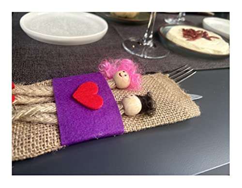 Flatware Pocket cutlery pouch with dolls table decor ideas table decor for party Burlap Utensil Cutlery Holders Pouch Bags Pack Knifes Forks Napkin Silverware Holder Bag for Rustic handmade 5