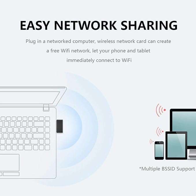 USB 2.0 WiFi Adapter 300Mbps | 802.11N Wireless Network Dongle for PC, Laptop & Desktop | High-Speed Plug & Play USB WiFi Receiver for Windows & macOS 6