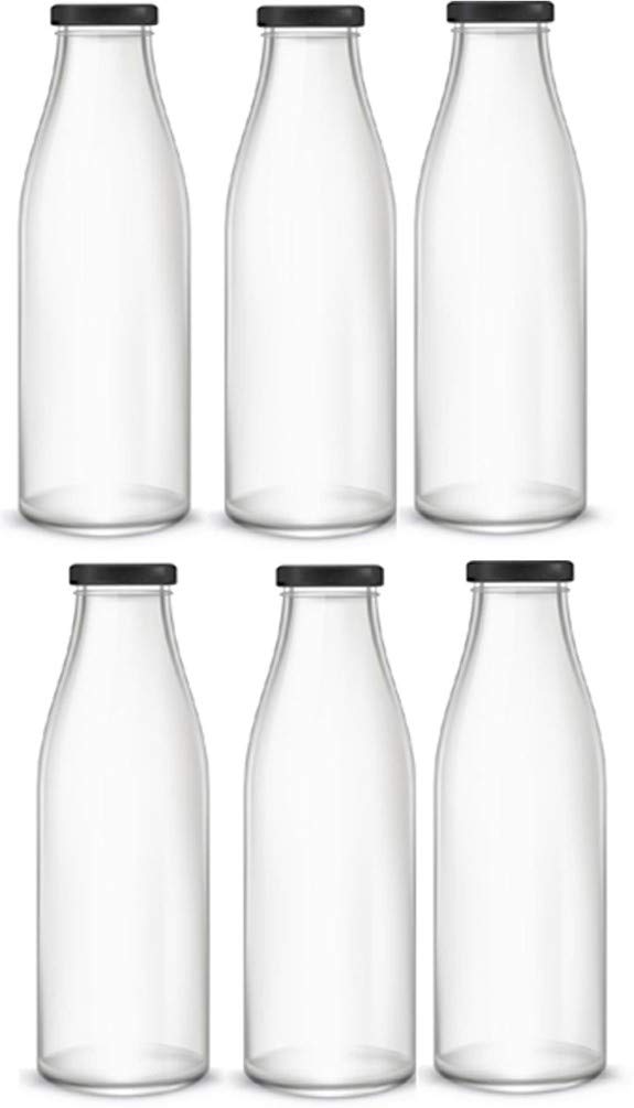 1st Time Multipurpose Kitchen Storage Glass Water & Milk Bottle With Lid, Clear, Pack Of 8, 500 Ml, 6.5 X 6.5 X 20.5 Cm 6
