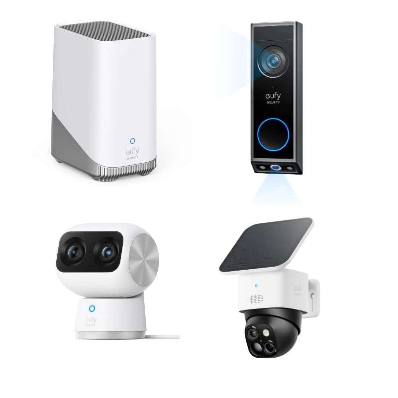 eufy Security HomeBase S380 (HomeBase 3),eufy Edge Security Center, Video Doorbell E340 (Battery Powered), Indoor Cam S350, SoloCam S340 1