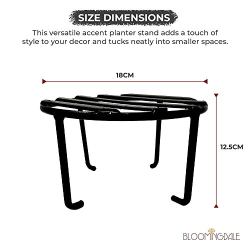 Bloomingdale Round Plant Stand Rust Free Heavy Duty - Flower Pot Stand for Balcony Garden Decoration Items Outdoor - Sturdy Planter Stand for Plants (Set of 2), black 2