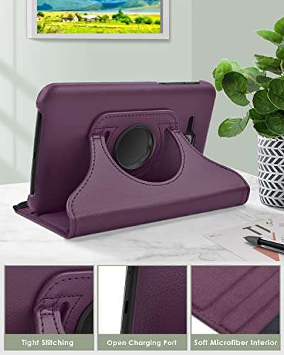 DETUOSI Rotating Case for Samsung Galaxy Tab 3 Lite 7.0" 2014 (SM-T110/ T113), 360° Swivel Multi-Angle Stand Folio Lightweight Leather Book Cover + Protective Hard Back Shell + Elastic Strap Closure 6