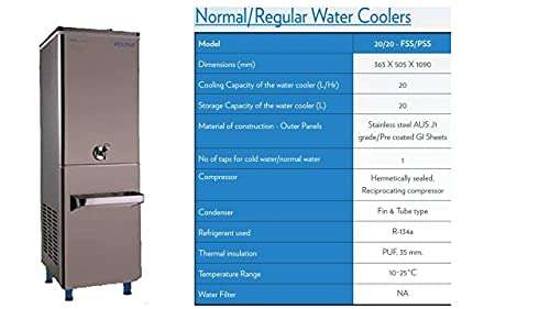 Voltas Normal & Cold-Water Cooler 20/20 FSS Storage Capacity -20 Liter and Cooling Capacity-20-Liter, Full Body Steel Made in India 2