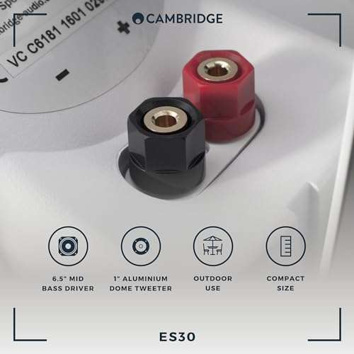 Cambridge Audio ES30 - Pair of Wired Outdoor Speakers Designed to Withstand Extreme Temperature and Humidity Differences - Including Wall Brackets with Cable Routing - White 3