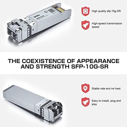 1 Pack 10GBase-SR SFP+ Transceiver and 1 Pack OM3 LC to LC Fiber Patch Cable - LSZH 5 Meter(16ft) 4