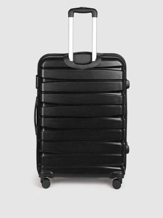 Teakwood Small-Medium-Large 8 Wheels Trolley Bag, Hard Cabin with Zipper Closure, Adjustable Push Button & Cross Side Strap, TSA Lock System 360 Degree (Set of 3, Black) 4