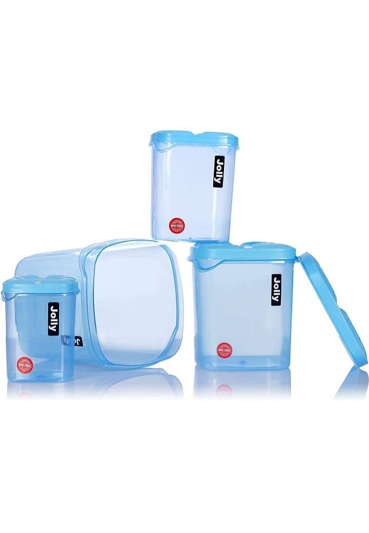 Storage Container - 500 ml, 1000 ml, 1500 ml, 2000 ml Plastic Grocery Container (Pack of 4, Blue) (8) 6
