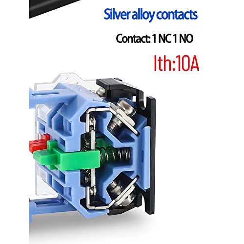 22mm Emergency Stop Button and Green Momentary Push Button Combo, Mushroom Head E-Stop Switch for Industrial Automation & Control Panels 4