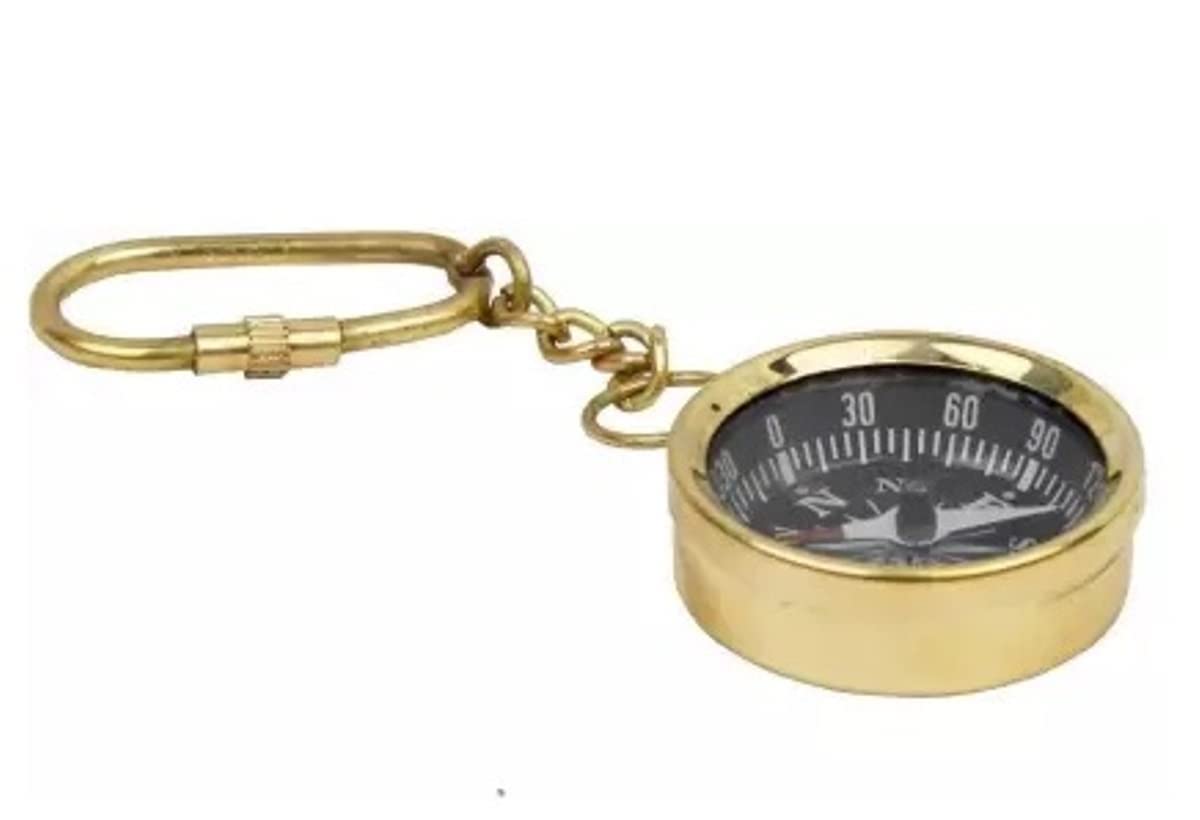 Brass Magnetic Needle Pocket Compass Device with Hook Aluminium Flat Compass 1.5 inches 3