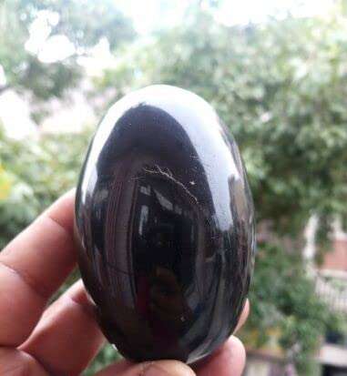 Black SHALIGRAM Stone from VRINDAVAN || Size 2 INCES Approx. (Black) 3